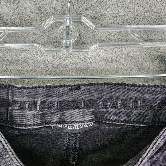 Womens Black American Eagle Super Hi Rise Jegging Crop Jeans Distressed Size 000 - Picture 6 of 10